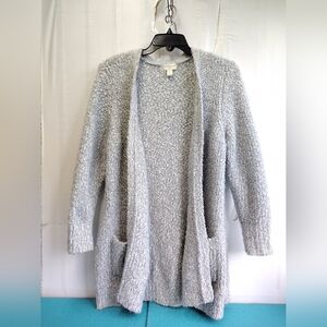 Cynthia Rowley Womens Soft Fuzzy Long Sweater Open Front Cardigan Gray 1X
